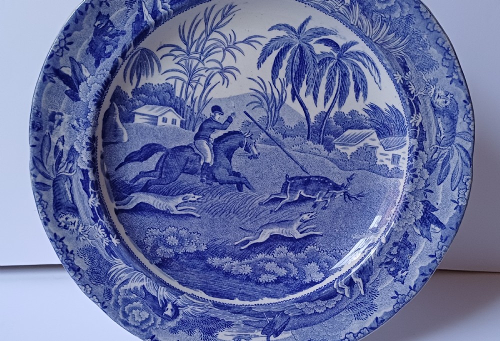 Copeland Late Spode ‘Indian Sporting Scenes’ Rare Side Plate – The Hog Deer at Bay View III