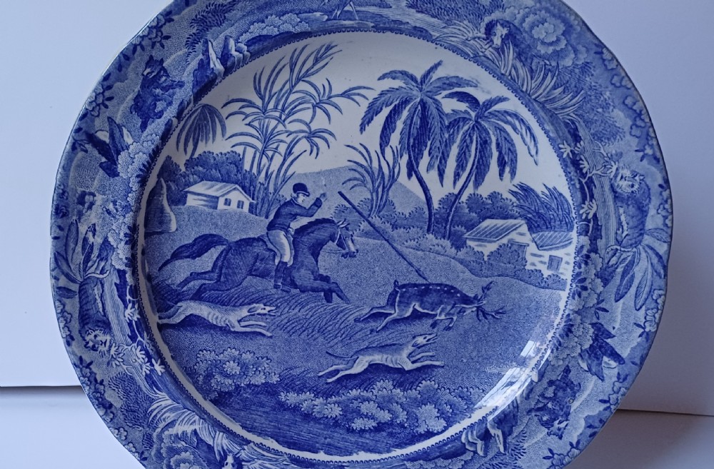 Copeland Late Spode ‘Indian Sporting Scenes’ Rare Side Plate – The Hog Deer at Bay View V