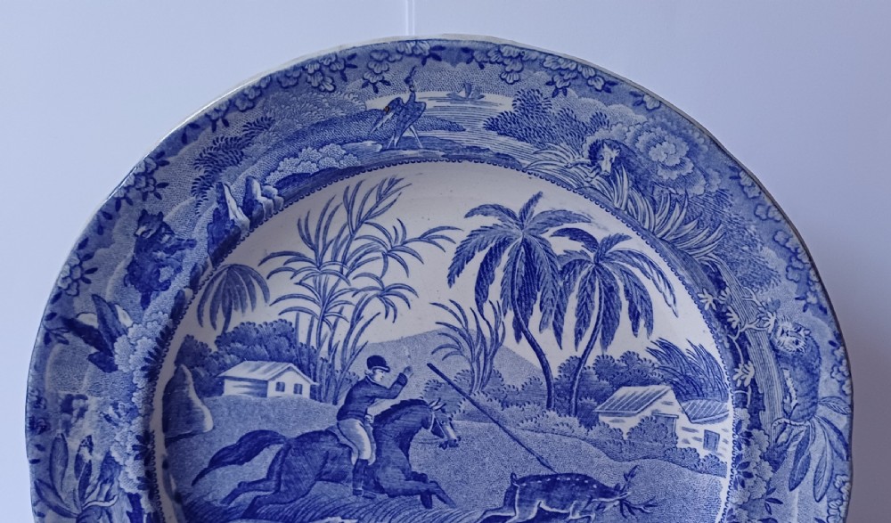 Copeland Late Spode ‘Indian Sporting Scenes’ Rare Side Plate – The Hog Deer at Bay View VI