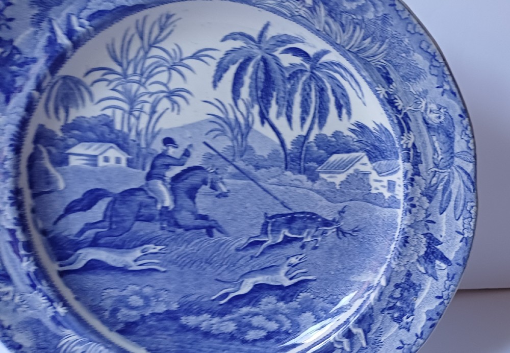 Copeland Late Spode ‘Indian Sporting Scenes’ Rare Side Plate – The Hog Deer at Bay View VII