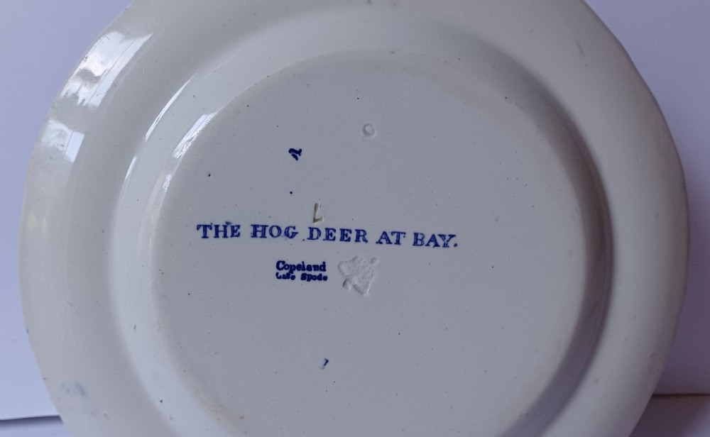 Copeland Late Spode ‘Indian Sporting Scenes’ Rare Side Plate – The Hog Deer at Bay View XIV