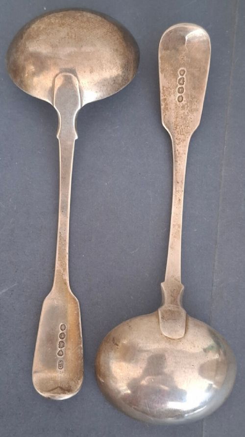 Pair William IV Silver Sauce Ladles London 1834 Shipway