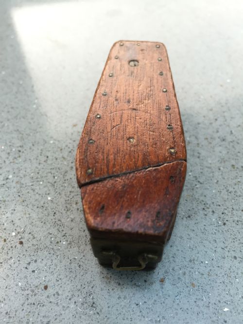Antique Coffin Snuff Box with Carved Man