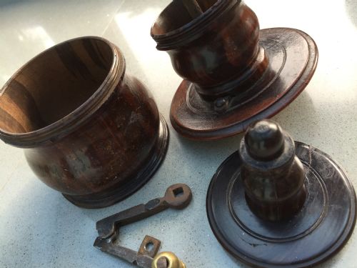 fig 1. A rare 18th century lignum vitae coffee grinder