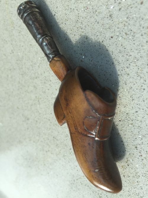 A Lovely Late 18th Century Carved Boot Pipe Tamper