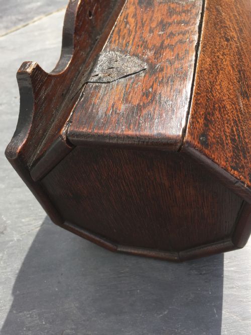 An Unusual Oak Candle Box of Octagonal Form
