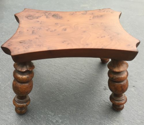 Antique Yew Wood Candle Stool