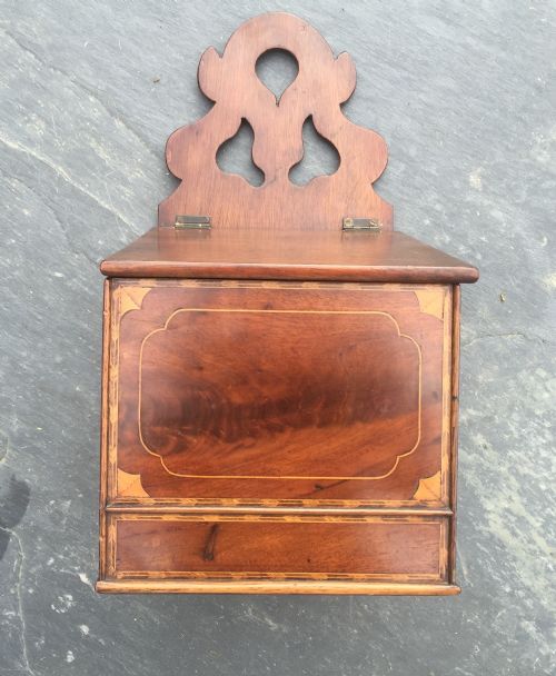 A Georgian Flame Mahogany Candle/`salt Box