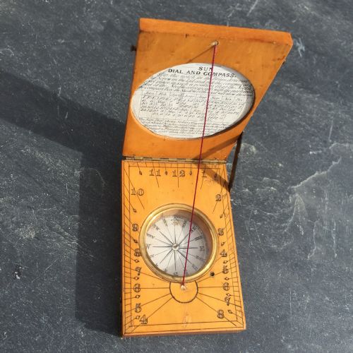 Antique Boxwood Sundial and Compass