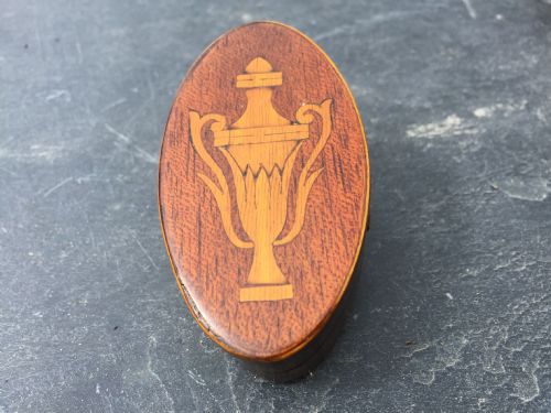 Antique Oval Snuff Box with Urn Inlay