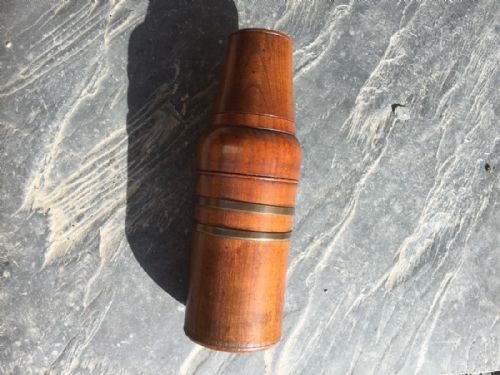 A Very Unusual Ash Wood Double Threaded Medicine Flask