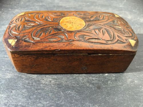 Antique Walnut Carved Snuff Box