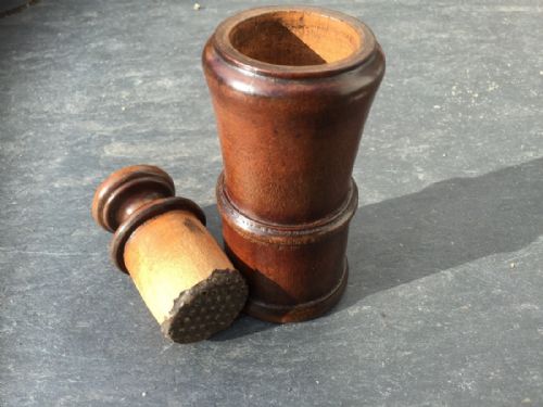 An Early Treen 19th Century Three Piece Mortar Grinder for Spices