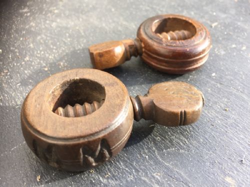 Two Antique Treen Early 19th Century Pocket Nutcracker