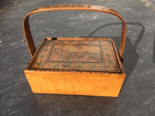 An Early 19th Century Tunbridge Ware Painted Sewing Basket