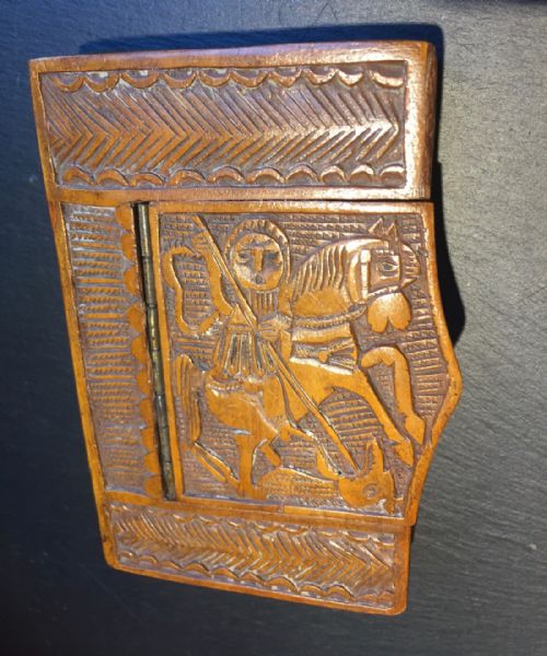 A Carved Snuff Box -St George, Dragon & Phoenix