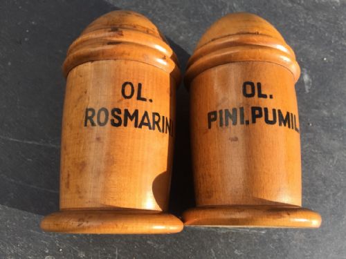 Two 19th Century Antique Treen Lidded Apothecary Pots