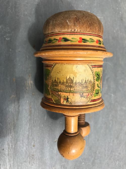 An Early 19th Century Early Tunbridge Ware Clamp and Pin Cushion Holder