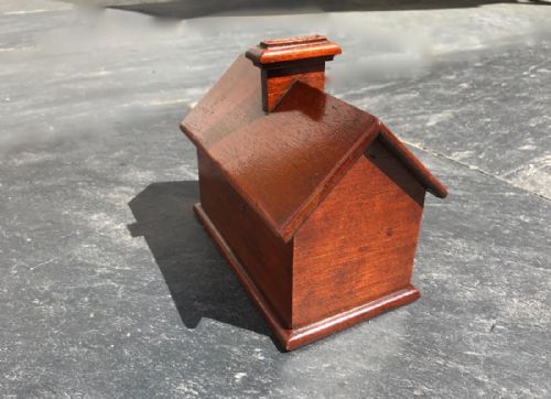 A Most Unusual 19th Century Mahogany Money Box in the Shape of a Small House