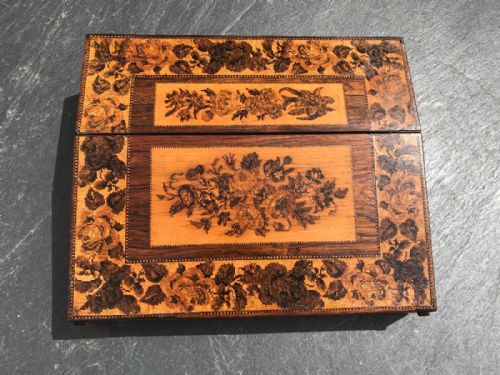 A Lovely 19th Century Victorian Rosewood Tunbridge Ware Writing Lap/slope Desk Box
