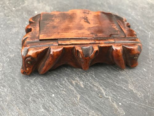 A Very Unusual  19th Century Antique Snuff Box - Carved Animals