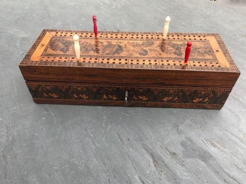 An Antique Tunbridge Ware Cribbage Box
