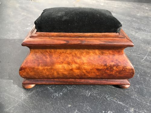 A Victorian Burr Walnut Pincushion Box