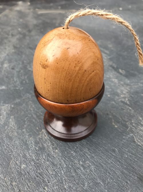 An Antique Novelty String Box in the Form of an Egg Cup or Acorn!