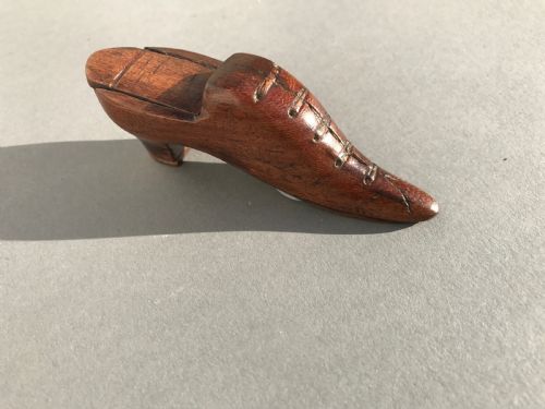 Antique Snuff  Box in the Form of a Shoe - Carved Lace Decoration