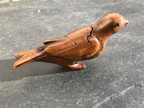 An 18th Century Boxwood Carved  Puzzle Snuff Box - In the Form of a Bird