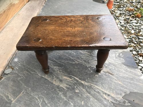 An Early 1800'S Oak Candle Stand Stool