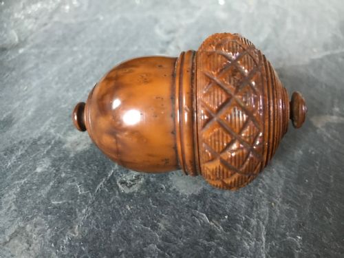 A Georgian Treen  Coquilla Nutmeg Grater - Acorn Shape