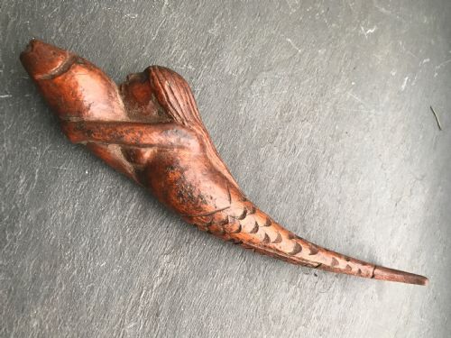 A Rare Shaped Treen Knitting Sheath in the Shape of a Mermaid