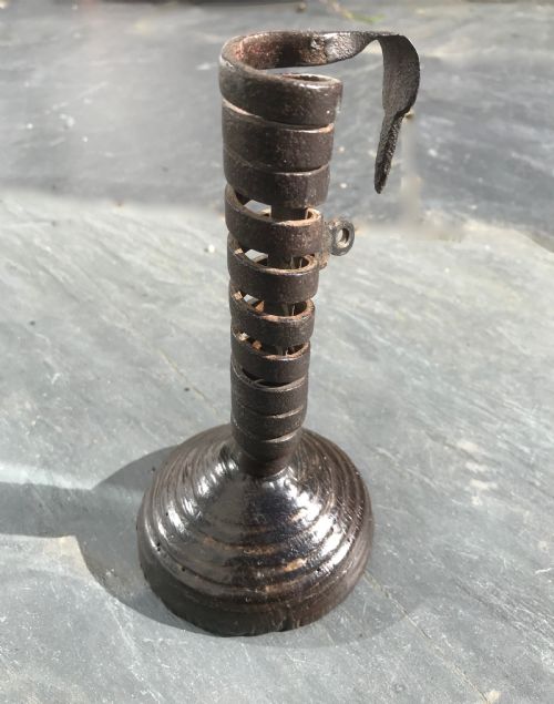 An 18th Century Spiral Candlestick - Unusual Moulded Base