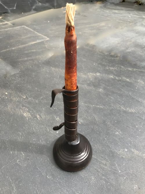 Antique Spiral Candlestick - Unusual Turned Base