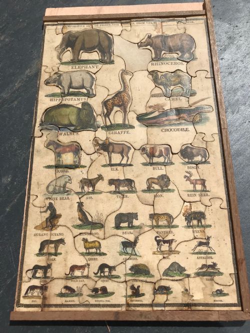 Antique Dissected/ Jigsaw Puzzle - Comparative Size of Animals
