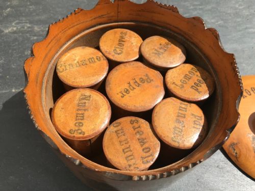 Antique Spice Box - With Eight Spice Pots