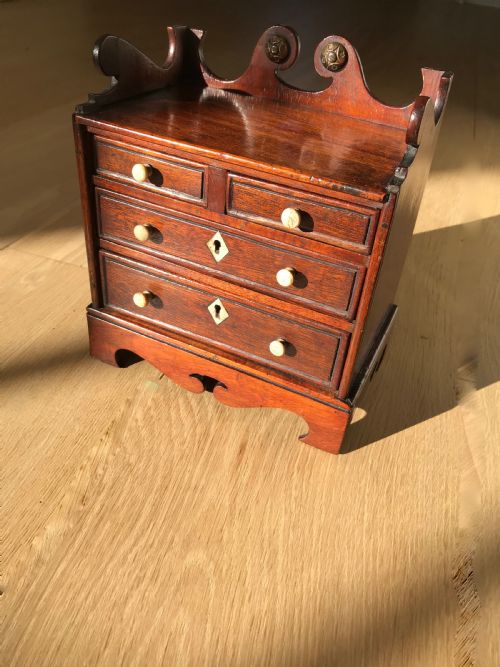 Antique Mahogany Mini Chest of Drawers - Jewellery Box -Treen