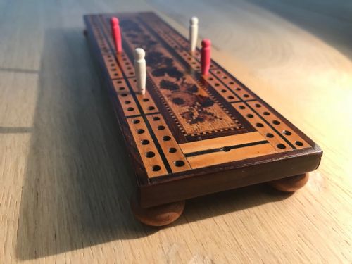 Antique Tunbridge Ware Cribbage Board