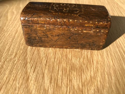 An Unusual Treen Snuff Box - Travelling Trunk, Dated 1802.