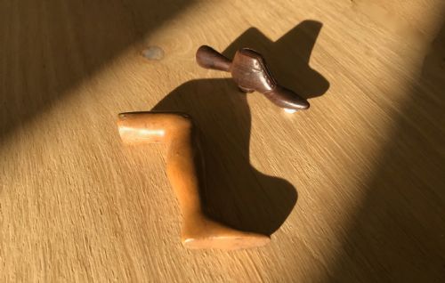 Antique Boxwood Pipe Tamper/stopper - Ladies Leg Treen
