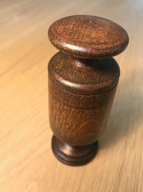 An Antique Treen Spice or Apothecary Grinder