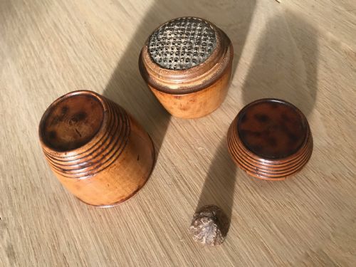 fig 1. Antique Treen Nutmeg Graters