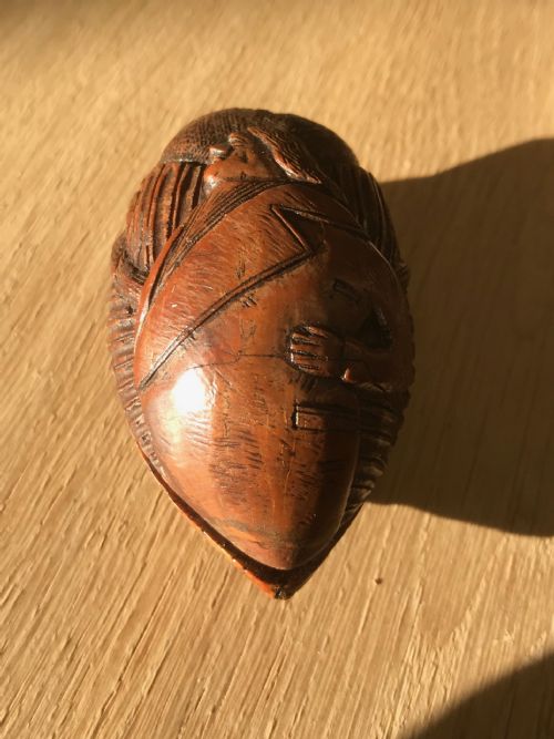 Antique Carved Coquilla Snuff Box - Treen