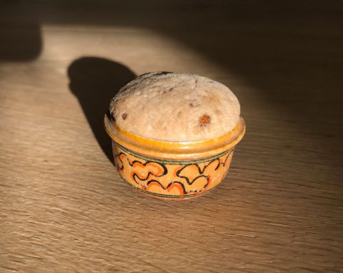 Antique Tunbridge Ware Painted Pin Cushion - Treen
