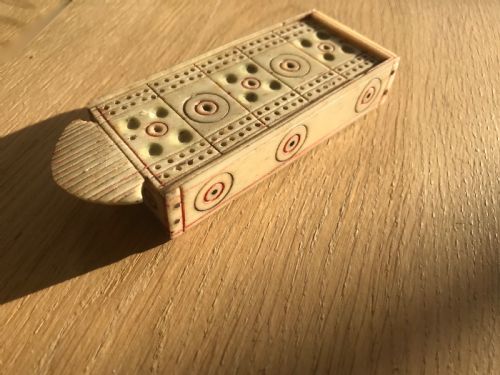 Antique Prisoner of War Bone Games Box - Cribbage & Dominoes