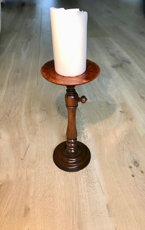 An Antique Mahogany Adjustable Candle Stand - Large Size