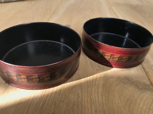 A Pair of Regency Red Gilt Papier- Mache Wine Coaster