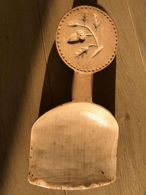 A Rare Welsh Sycamore Scoop or Spade with a Double Sided Butter Stamp