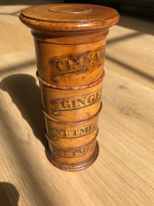An Antique Treen Spice Box or Tower - Four Tier